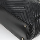 BALLY Hand Bag Leather Black Gold Auth MX364-16