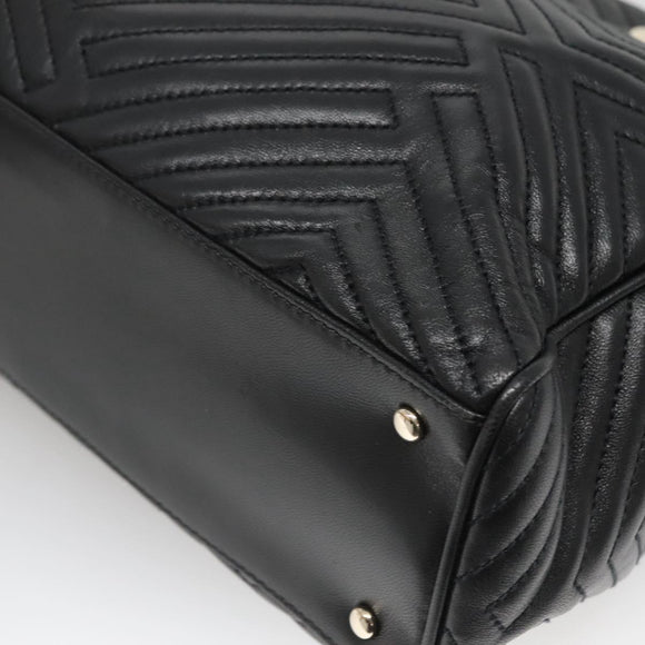 BALLY Hand Bag Leather Black Gold Auth MX364