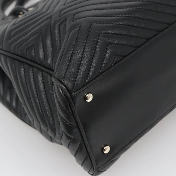 BALLY Hand Bag Leather Black Gold Auth MX364