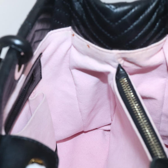 BALLY Hand Bag Leather Black Gold Auth MX364