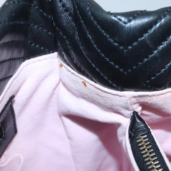 BALLY Hand Bag Leather Black Gold Auth MX364