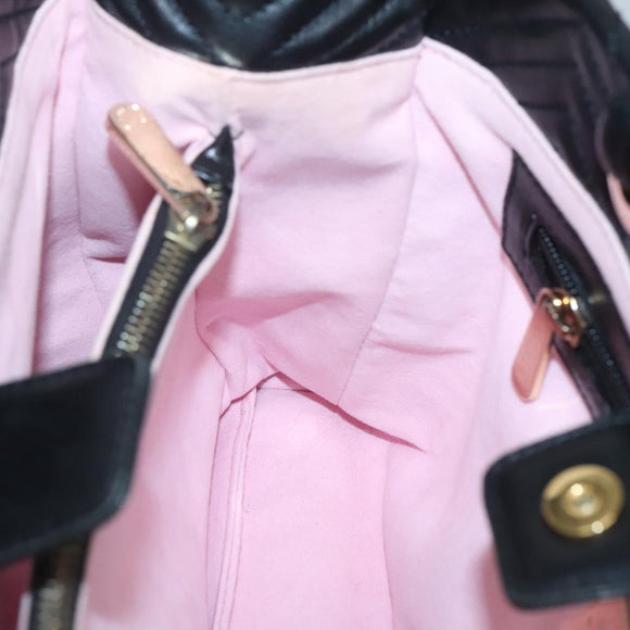 BALLY Hand Bag Leather Black Gold Auth MX364