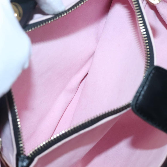 BALLY Hand Bag Leather Black Gold Auth MX364