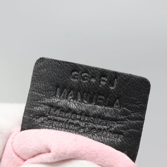 BALLY Hand Bag Leather Black Gold Auth MX364