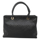 BALLY Hand Bag Leather Black Gold Auth MX364-2