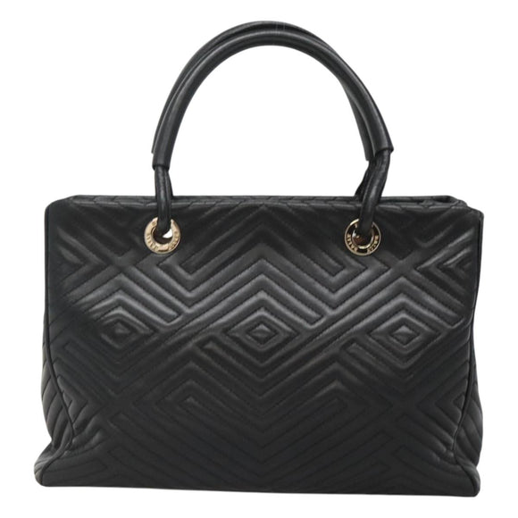 BALLY Hand Bag Leather Black Gold Auth MX364