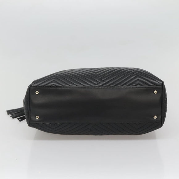 BALLY Hand Bag Leather Black Gold Auth MX364