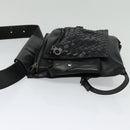 BOTTEGA VENETA INTRECCIATO Waist bag Leather Black Auth MX365-3