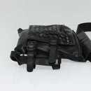 BOTTEGA VENETA INTRECCIATO Waist bag Leather Black Auth MX365-4