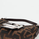 FENDI Zucca Canvas Mini Croissant Hand Bag Black Brown Silver Auth MX391V-14