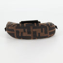 FENDI Zucca Canvas Mini Croissant Hand Bag Black Brown Silver Auth MX391V-5