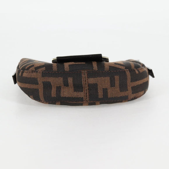 FENDI Zucca Canvas Mini Croissant Hand Bag Black Brown Silver Auth MX391V