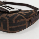 FENDI Zucca Canvas Mini Croissant Hand Bag Black Brown Silver Auth MX391V-16