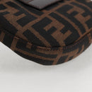 FENDI Zucca Canvas Mini Croissant Hand Bag Black Brown Silver Auth MX391V-17