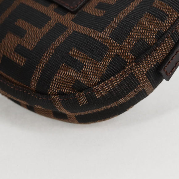 FENDI Zucca Canvas Mini Croissant Hand Bag Black Brown Silver Auth MX391V