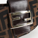 FENDI Zucca Canvas Mini Croissant Hand Bag Black Brown Silver Auth MX391V-19