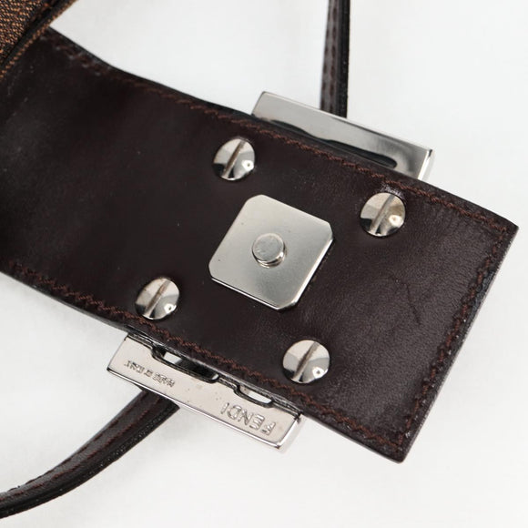 FENDI Zucca Canvas Mini Croissant Hand Bag Black Brown Silver Auth MX391V