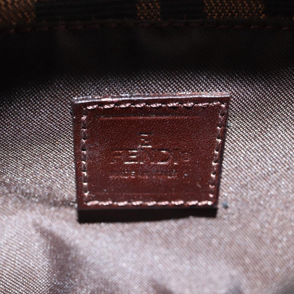 FENDI Zucca Canvas Mini Croissant Hand Bag Black Brown Silver Auth MX391V