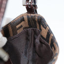 FENDI Zucca Canvas Mini Croissant Hand Bag Black Brown Silver Auth MX391V-23
