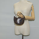 FENDI Zucca Canvas Mini Croissant Hand Bag Black Brown Silver Auth MX391V-24