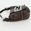 FENDI Zucca Canvas Mini Croissant Hand Bag Black Brown Silver Auth MX391V-3