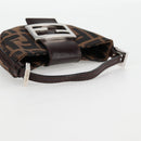 FENDI Zucca Canvas Mini Croissant Hand Bag Black Brown Silver Auth MX391V-7
