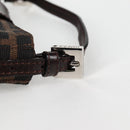 FENDI Zucca Canvas Mini Croissant Hand Bag Black Brown Silver Auth MX391V-8