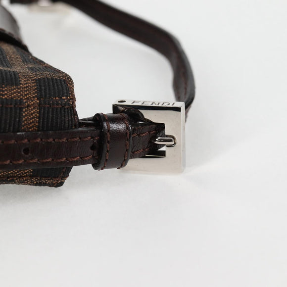 FENDI Zucca Canvas Mini Croissant Hand Bag Black Brown Silver Auth MX391V