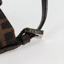 FENDI Zucca Canvas Mini Croissant Hand Bag Black Brown Silver Auth MX391V-9