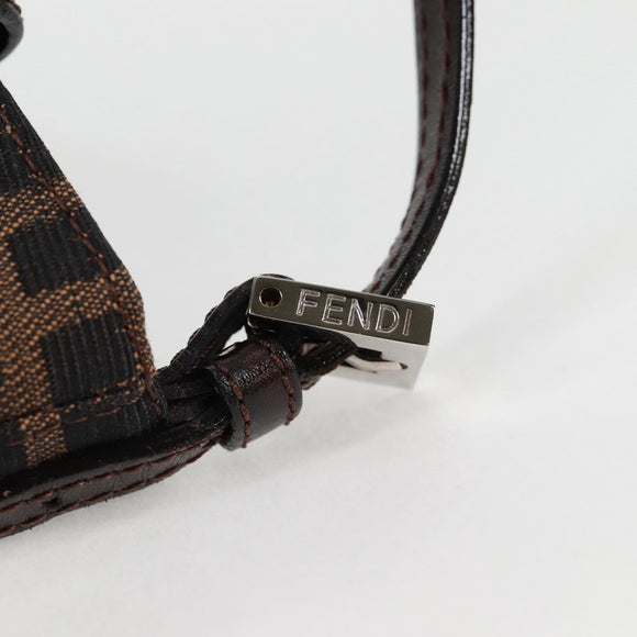 FENDI Zucca Canvas Mini Croissant Hand Bag Black Brown Silver Auth MX391V