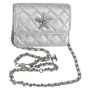 CHANEL Matelasse Chain Shoulder Bag Leather Silver CC Auth MX400AM-1