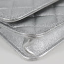 CHANEL Matelasse Chain Shoulder Bag Leather Silver CC Auth MX400AM-16