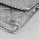 CHANEL Matelasse Chain Shoulder Bag Leather Silver CC Auth MX400AM-17