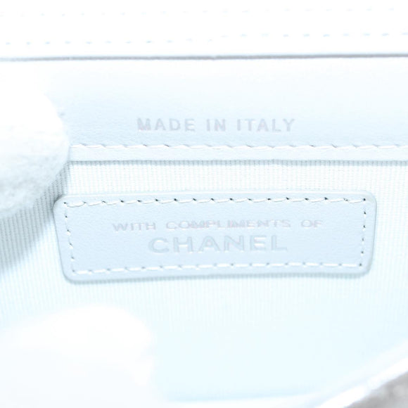 CHANEL Matelasse Chain Shoulder Bag Leather Silver CC Auth MX400AM