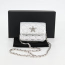 CHANEL Matelasse Chain Shoulder Bag Leather Silver CC Auth MX400AM-12