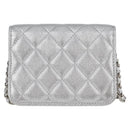 CHANEL Matelasse Chain Shoulder Bag Leather Silver CC Auth MX400AM-2