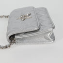 CHANEL Matelasse Chain Shoulder Bag Leather Silver CC Auth MX400AM-3