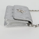 CHANEL Matelasse Chain Shoulder Bag Leather Silver CC Auth MX400AM-4