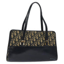 Christian Dior Trotter Canvas Hand Bag Navy Gold Auth MX415-1