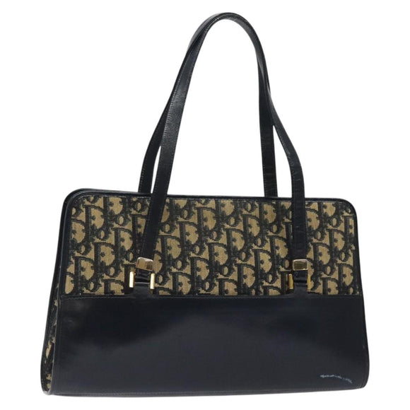 Christian Dior Trotter Canvas Hand Bag Navy Gold Auth MX415