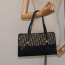 Christian Dior Trotter Canvas Hand Bag Navy Gold Auth MX415-21