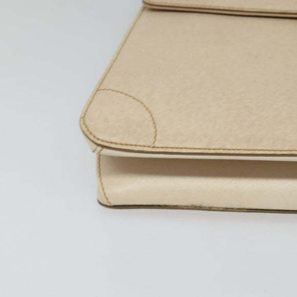 Salvatore Ferragamo Gancini Hand Bag Leather 2way Beige Gold Auth MX417