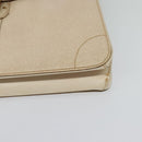 Salvatore Ferragamo Gancini Hand Bag Leather 2way Beige Gold Auth MX417-15