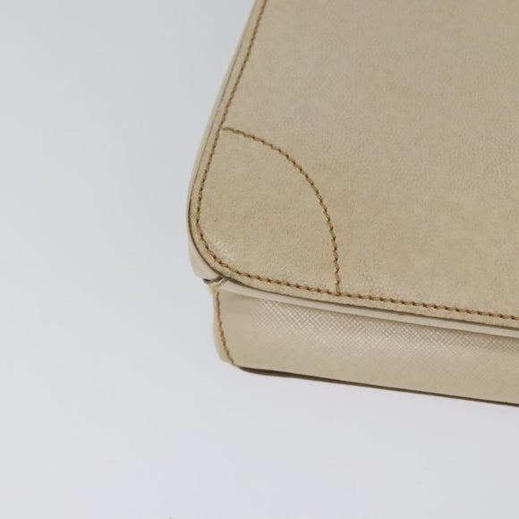 Salvatore Ferragamo Gancini Hand Bag Leather 2way Beige Gold Auth MX417