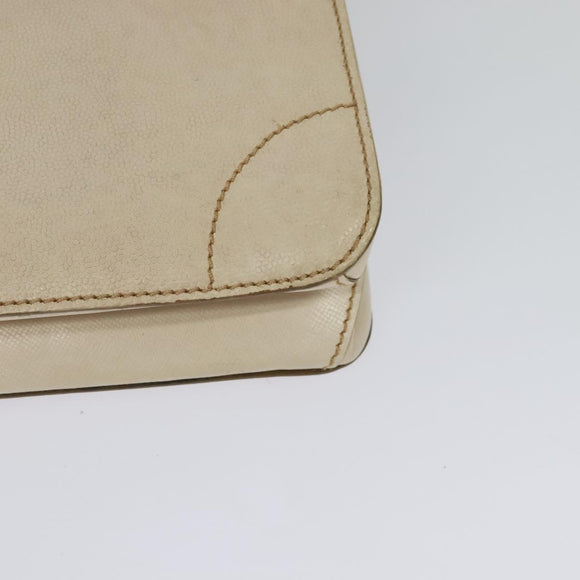 Salvatore Ferragamo Gancini Hand Bag Leather 2way Beige Gold Auth MX417