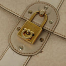 Salvatore Ferragamo Gancini Hand Bag Leather 2way Beige Gold Auth MX417-9