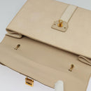 Salvatore Ferragamo Gancini Hand Bag Leather 2way Beige Gold Auth MX417-10
