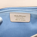 Salvatore Ferragamo Gancini Hand Bag Leather 2way Beige Gold Auth MX417-12