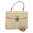 Salvatore Ferragamo Gancini Hand Bag Leather 2way Beige Gold Auth MX417-1