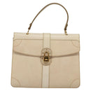 Salvatore Ferragamo Gancini Hand Bag Leather 2way Beige Gold Auth MX417-13